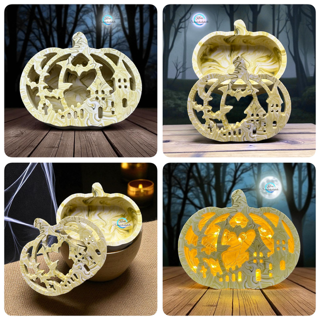 Lichtkürbis Häuser / Fledermäuse, Farbe "Dirty Lime"