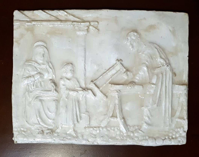 Sacra Famiglia NATALIZIA su base legno dim. 28x22 cm