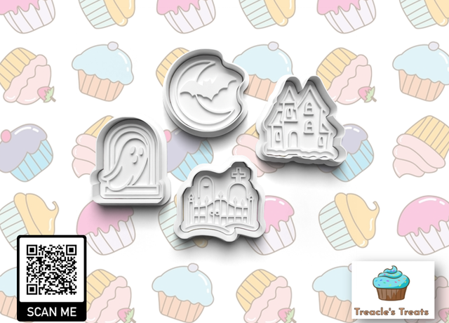 Halloween Haunted House theme Fondant/cookie stamps with cutters