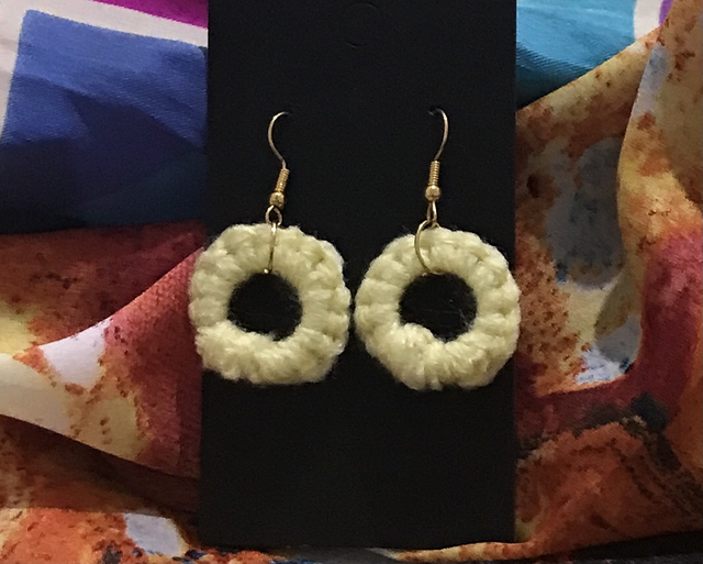Yellow Plain Crochet Dangling Earrings - PCOD08