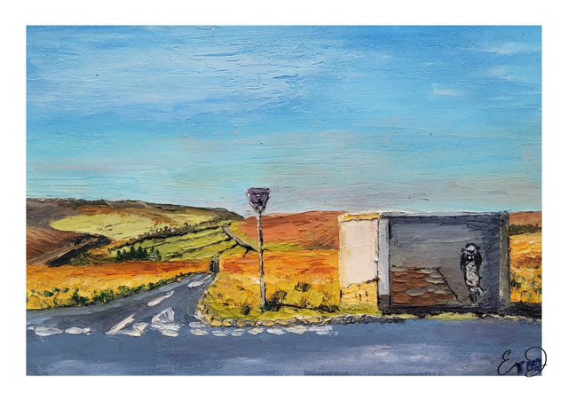 Commondale bus stop/ North York Moors. Art card/ coaster