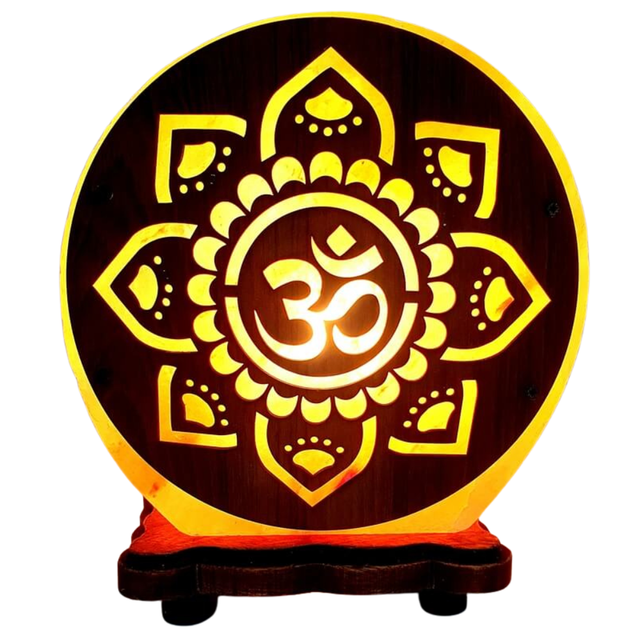 Lampe de Sel d'Himalaya rose à frame - Om