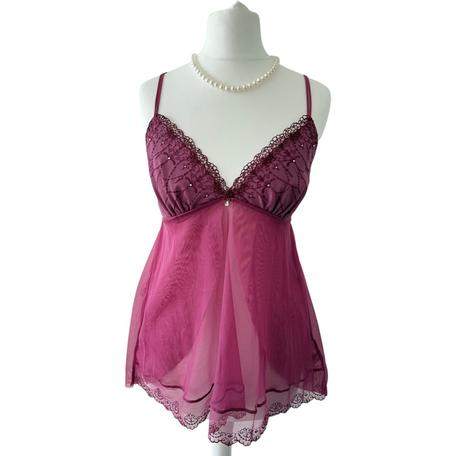 Plum purple princess embroidered cups cami