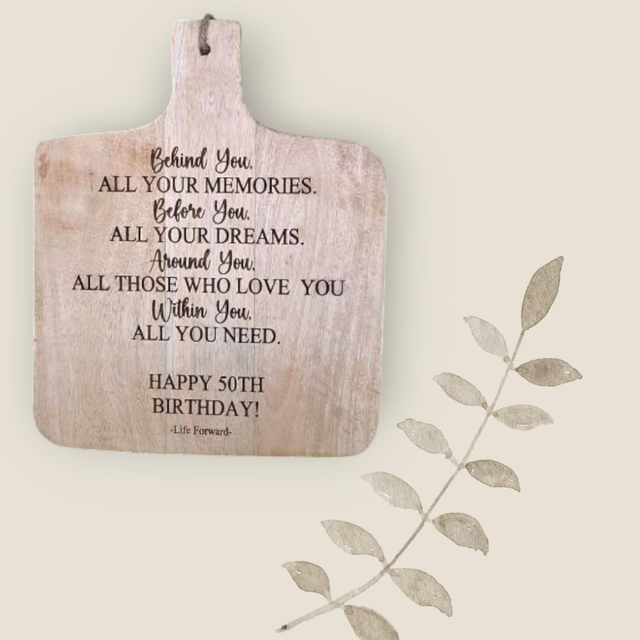 Mangohouten Borrelplank voor 50e Verjaardag