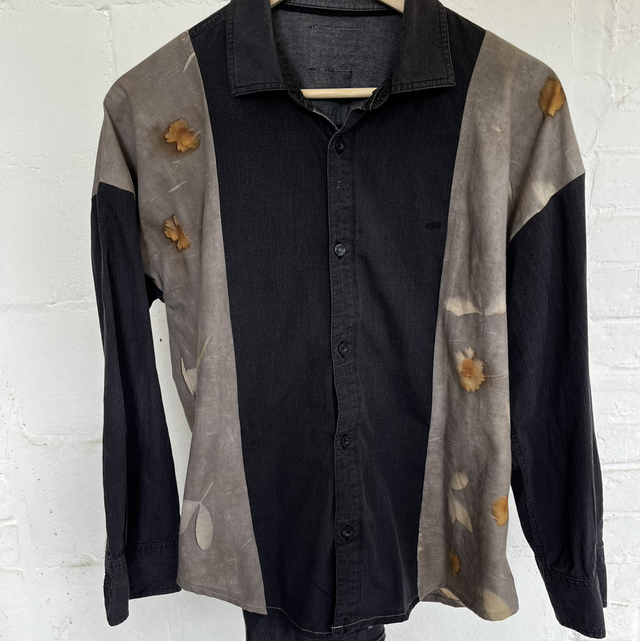 Chemise à pans anthracite grenade