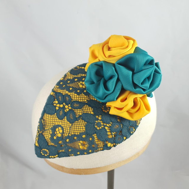 Fascinator goutte - moutarde et vert