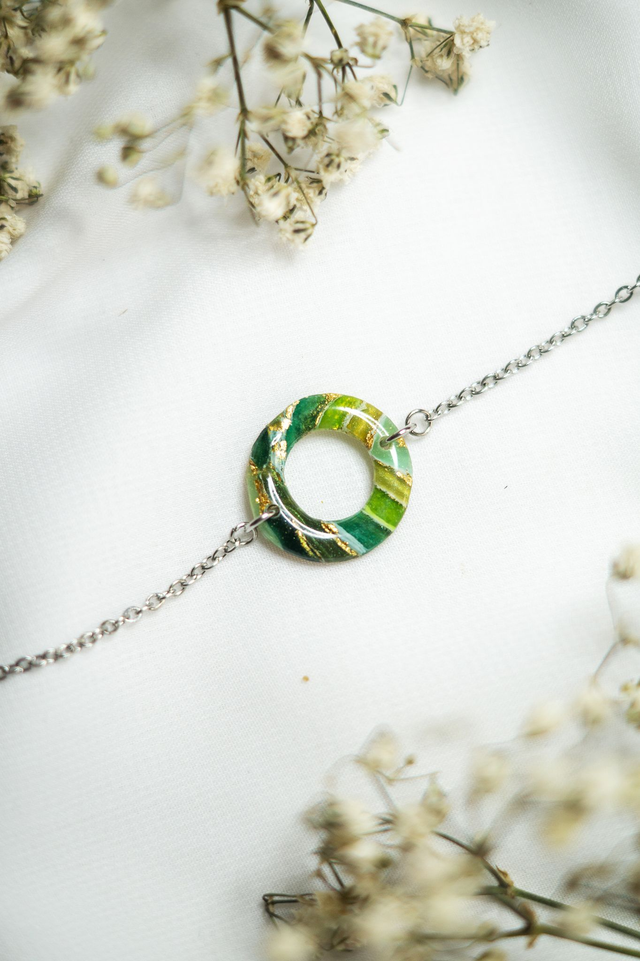 Coloris forêt - Bracelet cercle en polymère