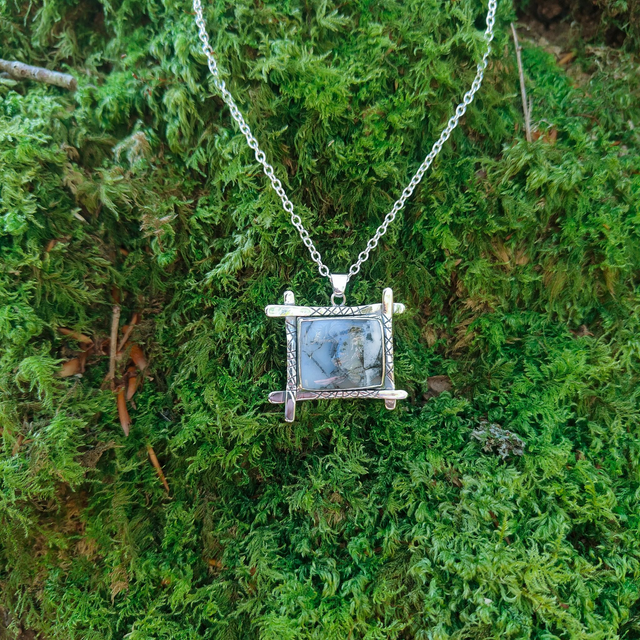 Pendentif Agate Dendritique en Argent