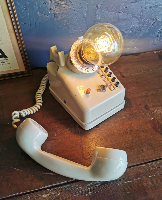 Lampe industrielle vintage métal bakélite standard téléphonique "Telic années 50-60"