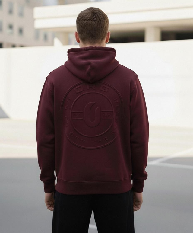 EMBOSSED RICH BURGUNDY HOODIE