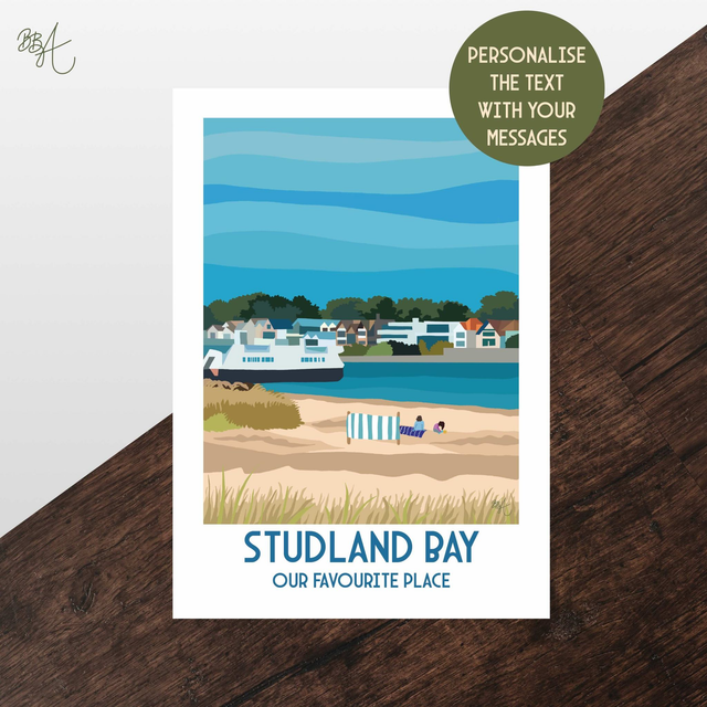 Studland Bay, Travel Poster Print - Vintage Style Dorset Wall Art