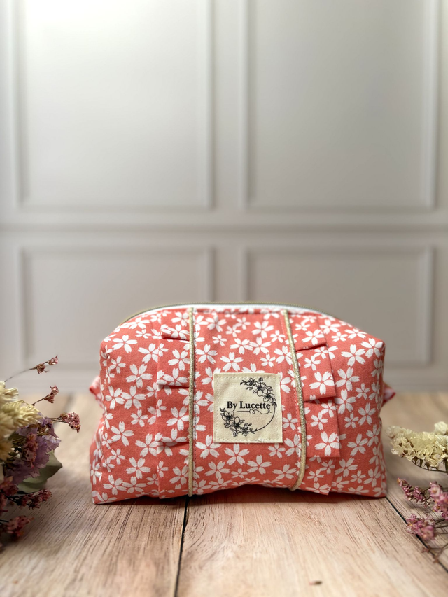 Trousse à volants Fleurs corail