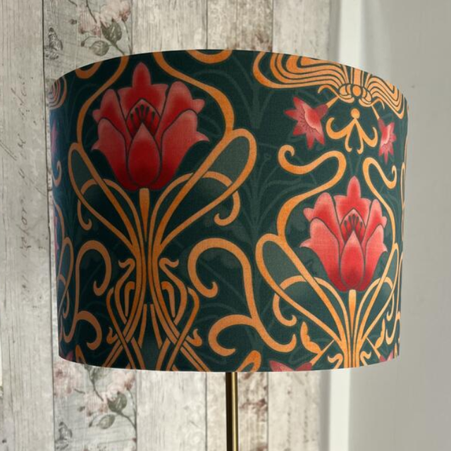Art Nouveau Floral Drum Lampshade
