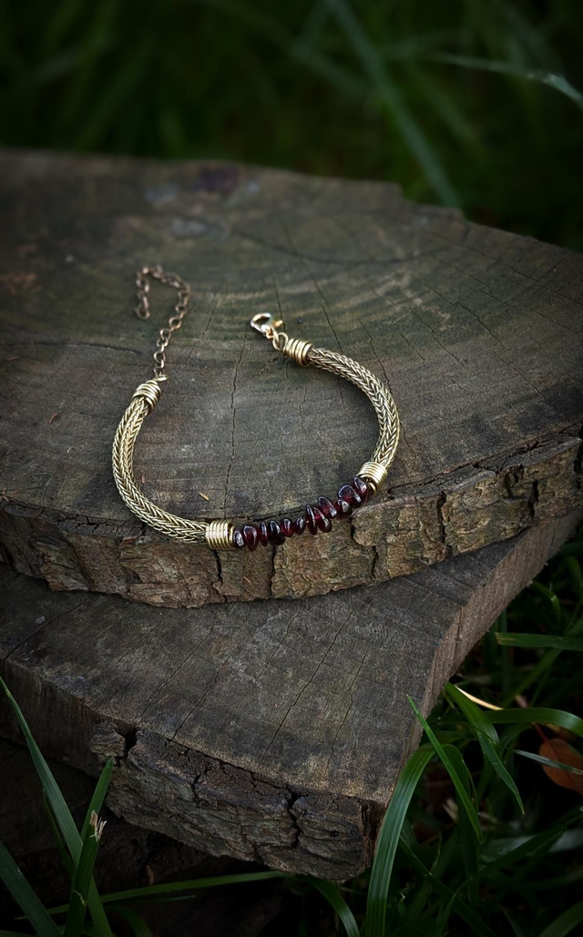 VIKING KNIT - Bracelet grenat grossulaire