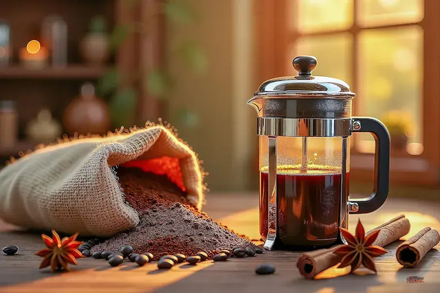 Tableau Nature Morte Café Vintage – Ambiance Chaleureuse pour Cuisine ou Salon