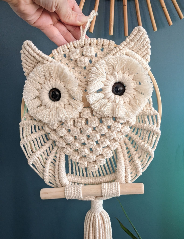 Hibou macramé &quot;Beige&quot;
