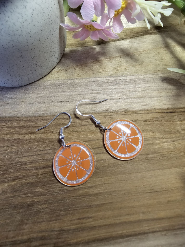 Boucles d&#039;oreilles 20mm Argent &quot;Délices Fruités&quot; ORANGE