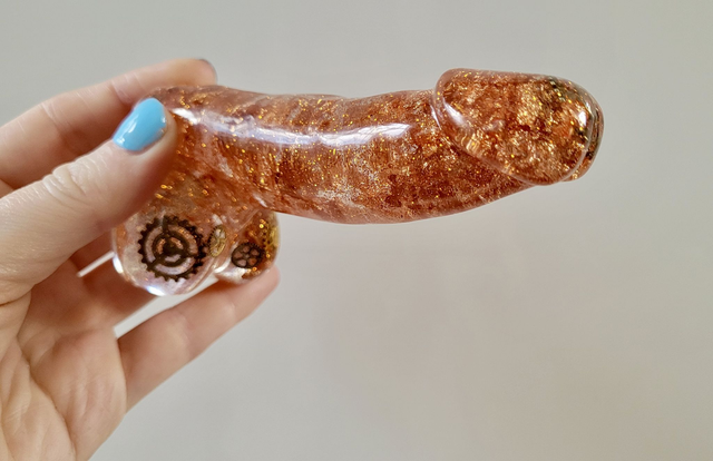 Penis Ornament - Steampunk Copper Leaf &amp; Cogs - 12cm