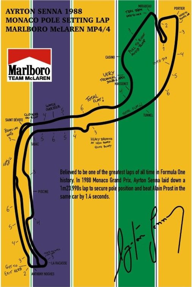 Ayrton Senna Monaco Notes - Aluminium Wall Plaque 