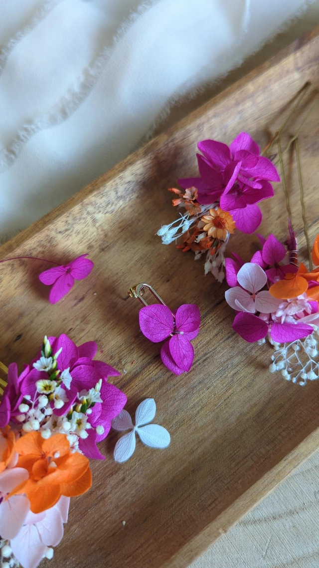 Boucles d'oreilles puces d'hortensia - Différents coloris