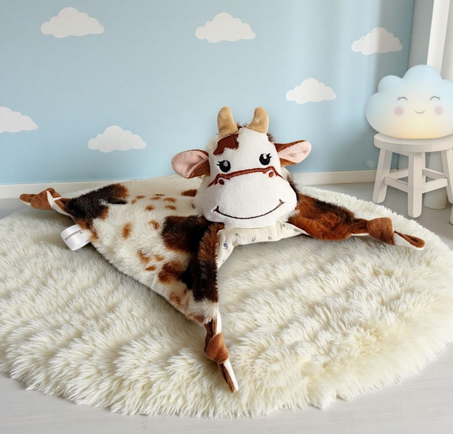 Vache marron cuivré et double gaze motif floral 