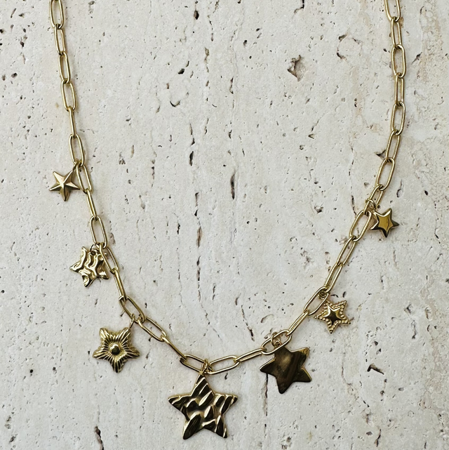 Ketting sterrentjes goud  