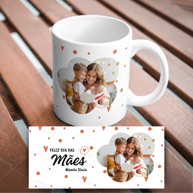 Caneca dia das mães bolinhas