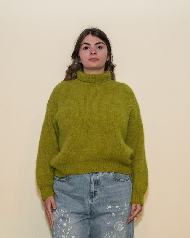 Maglione mohair collo alto