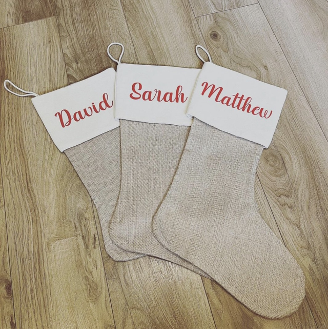 Personalised Burlap Christmas Stocking