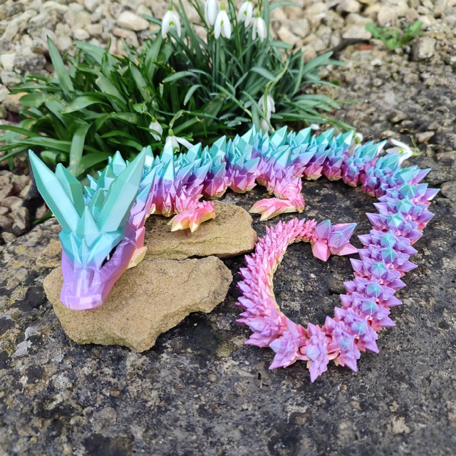 Crystal Dragon, 3D Printed Crystal Dragon, High-detail Crystal Dragon, Epic Crystal Dragon, Fantasy Dragon, 3D Printed Crystal Dragon for Tabletop & Display 