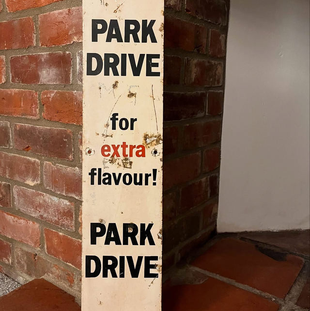 Original “PARK DRIVE for extra flavour! PARK DRIVE” Advertising Sign