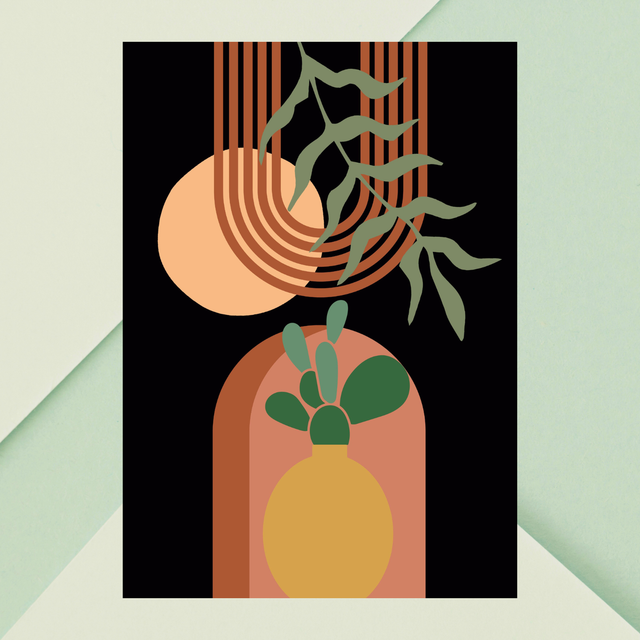 Botanique Moderne – Art Mural Paysage Désertique Abstrait  Boho / Modern Botanical – Abstract Desert Boho Landscape Wall Art