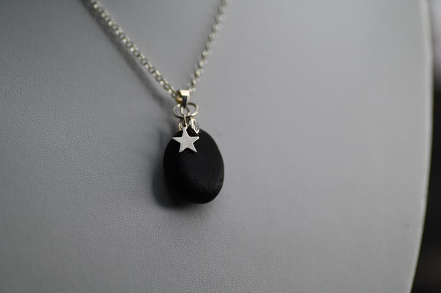 Brown pirate glass 925 silver necklace 