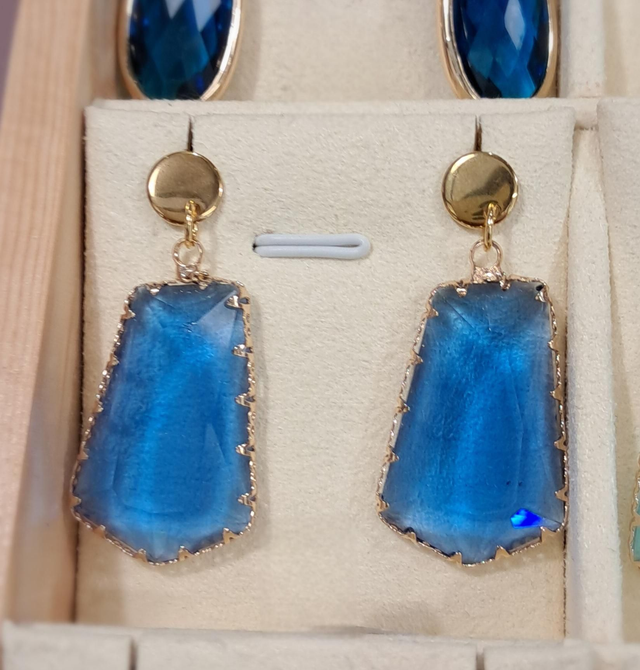 Glas oorbellen blauw 