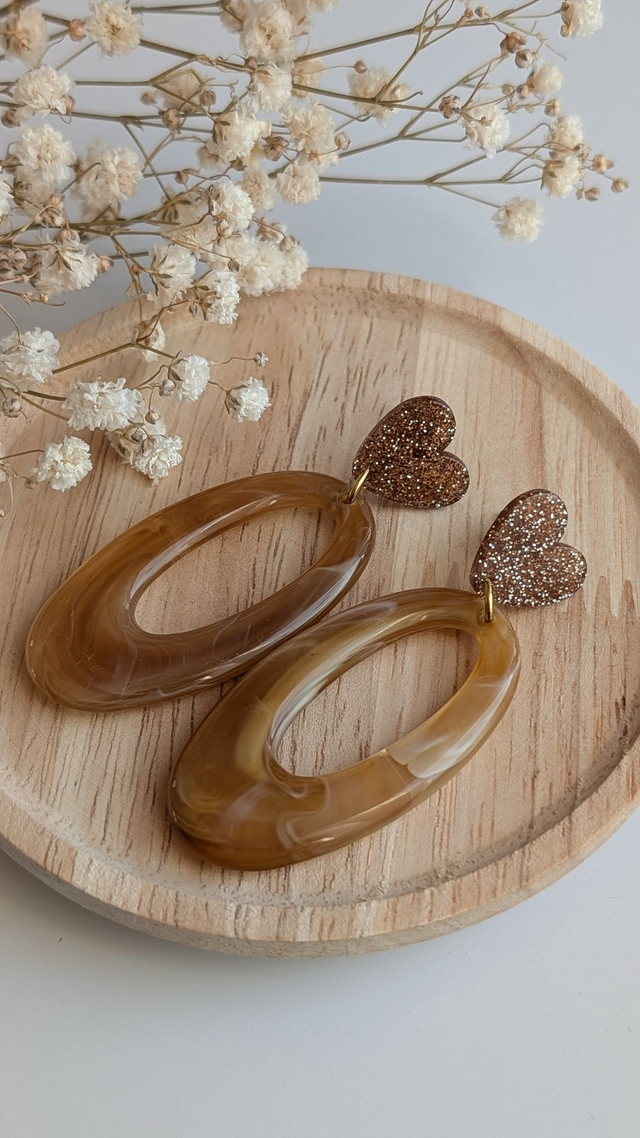 Boucles d'oreilles LOUISE ambre marbré