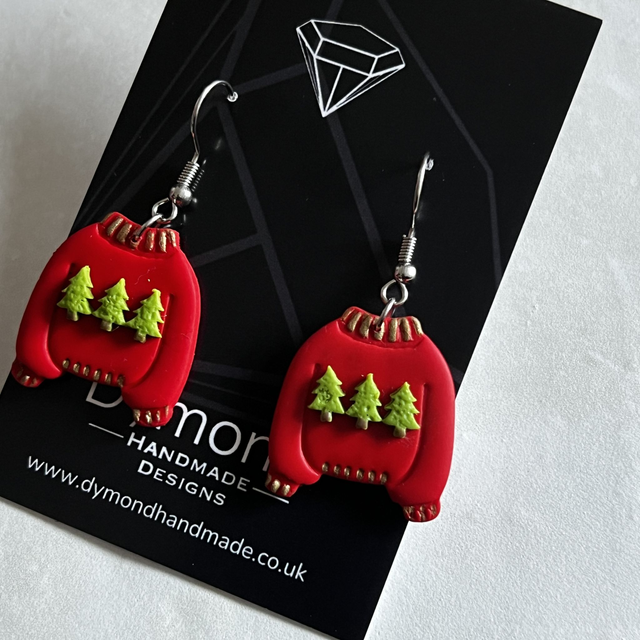 Christmas Jumper Earrings - Christmas Trees