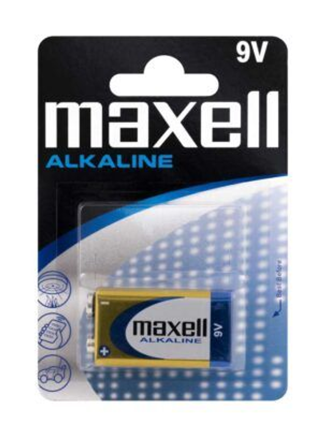 6LR61 (6LF22) Maxell 9 Volt Alkaline Battery (Pack 12 x 1 Battery)