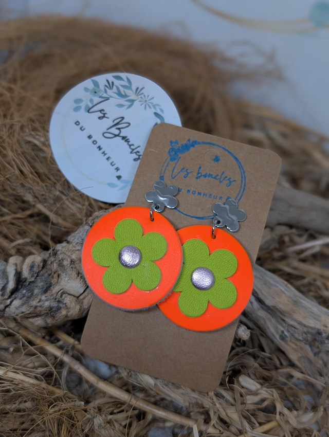 Moon fleur orange vert mf006*