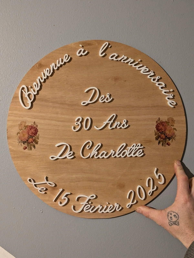 Pancarte anniversaire floral 40 cm