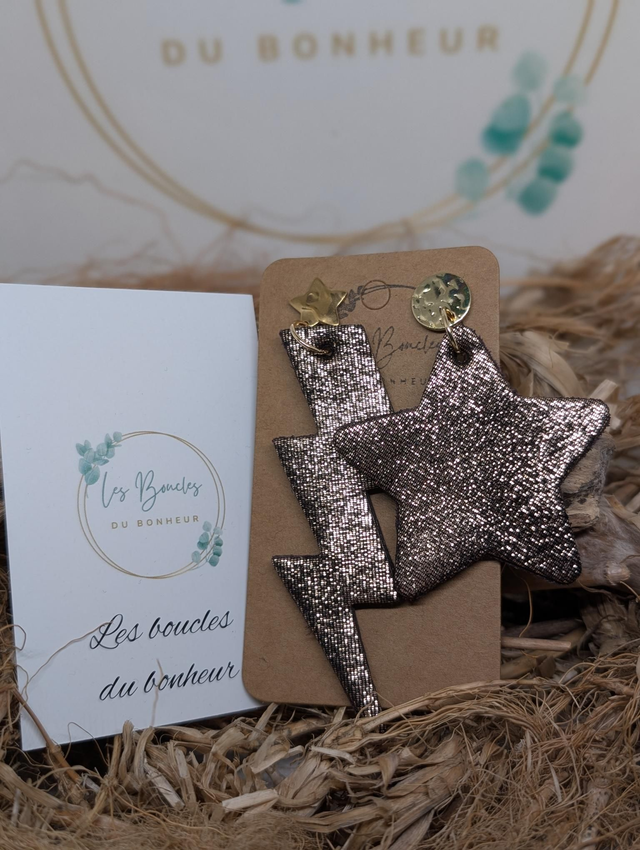 Boucles d&#039;oreilles Asymétrique bronze zk011