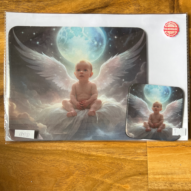 Cherub mouse mat and coaster