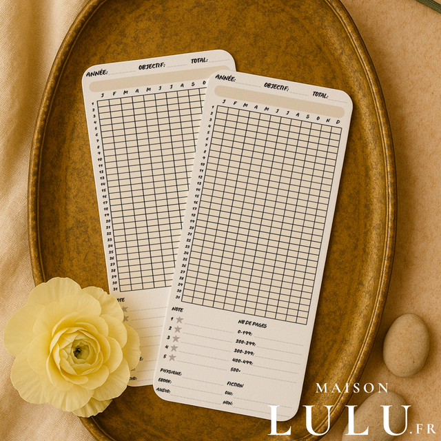 Marque page, Signet suivi lecture annuel et mensuel