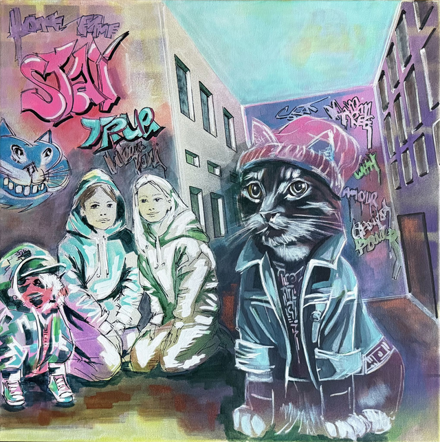 "Stay True" - 50x50cm - Peinture acrylique sur toile de coton (1)