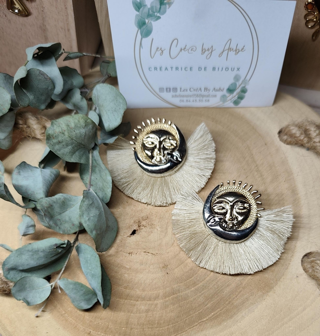 BO BOHEME LUNE/SOLEIL GOLD/ARG / POMPONS ECRU/TAUPE 0001151