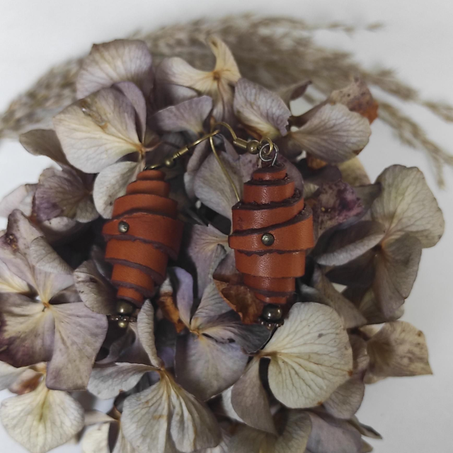 Boucles d&#039;oreilles Rouleaux en cuir 