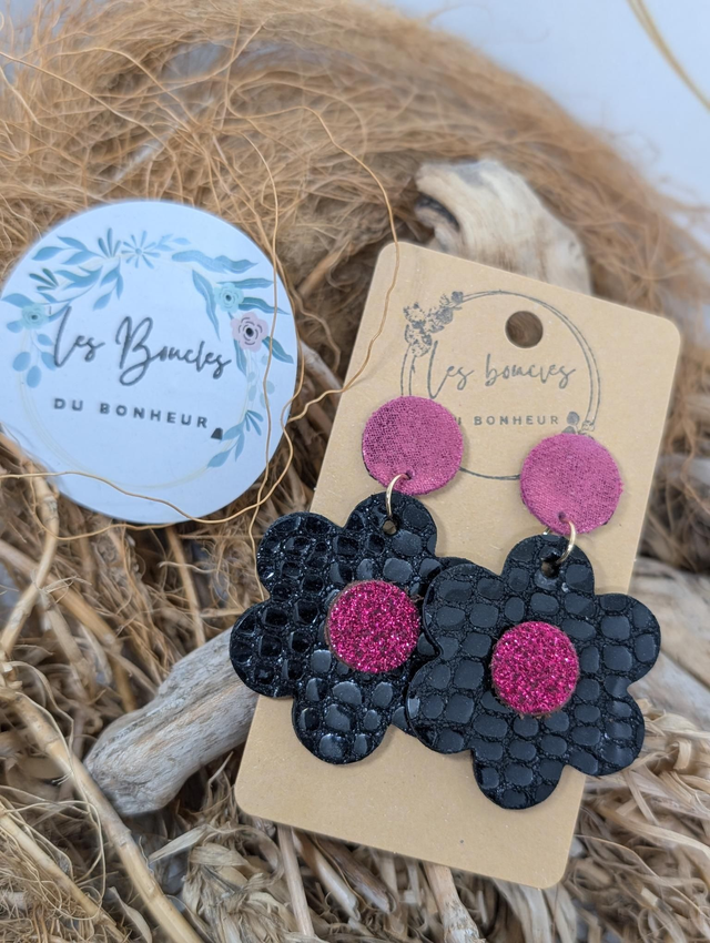Marguerite m1147 noire framboise paillettes 