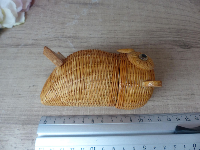 Petite Boîte Hibou en Osier Tressé – Vintage et Fait Main – Rangement Bijoux ou Déco Naturelle