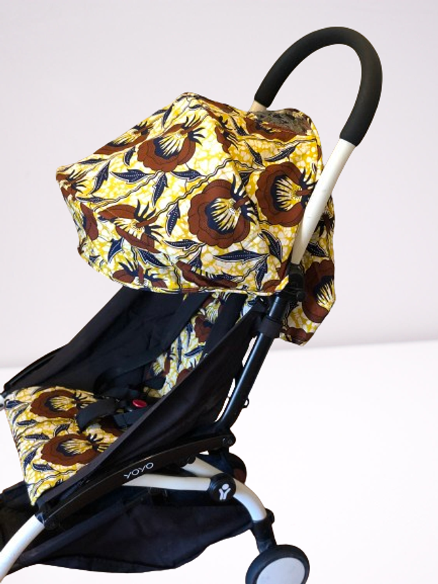Habillage de poussette yoyo upcyclé - Pivoine Chocolat