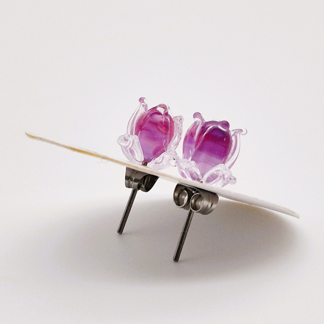 Puces d'oreilles - Clochettes roses-violettes