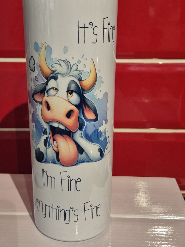Sarcasm tumbler - Stressed Cow - Its fine
